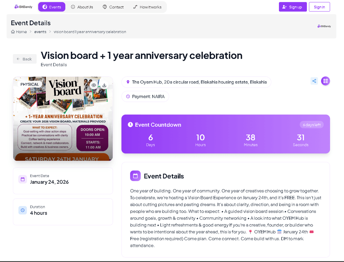 Free Events Dashboard Preview